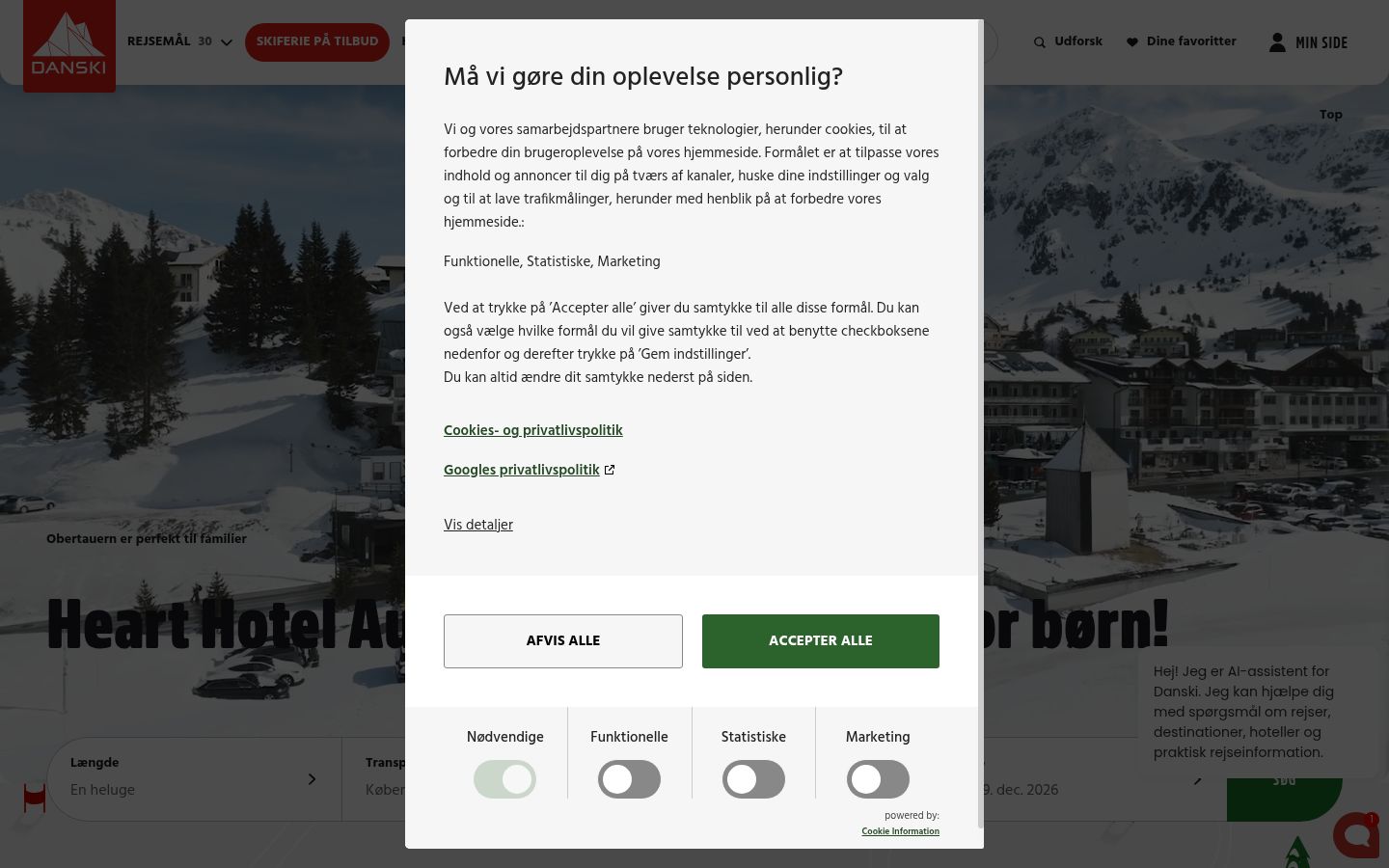 Screenshot des Einwilligungsbanners vor jeglicher Interaktion