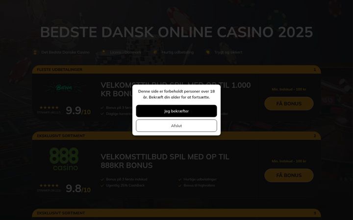 Screenshot of danskkasinorateon.com