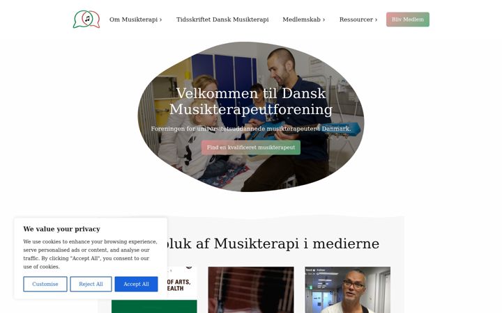 Screenshot von danskmusikterapi.dk