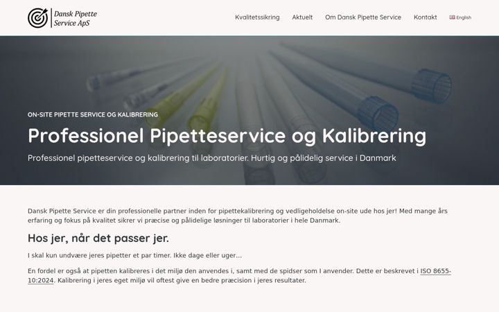 Screenshot di danskpipetteservice.dk