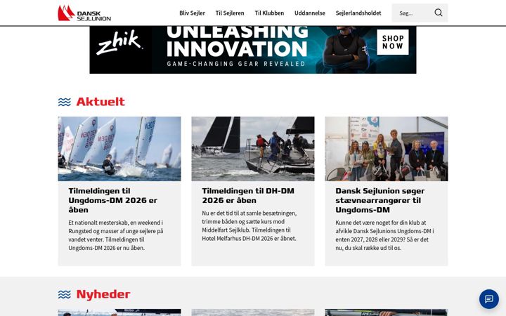Screenshot di dansksejlunion.dk