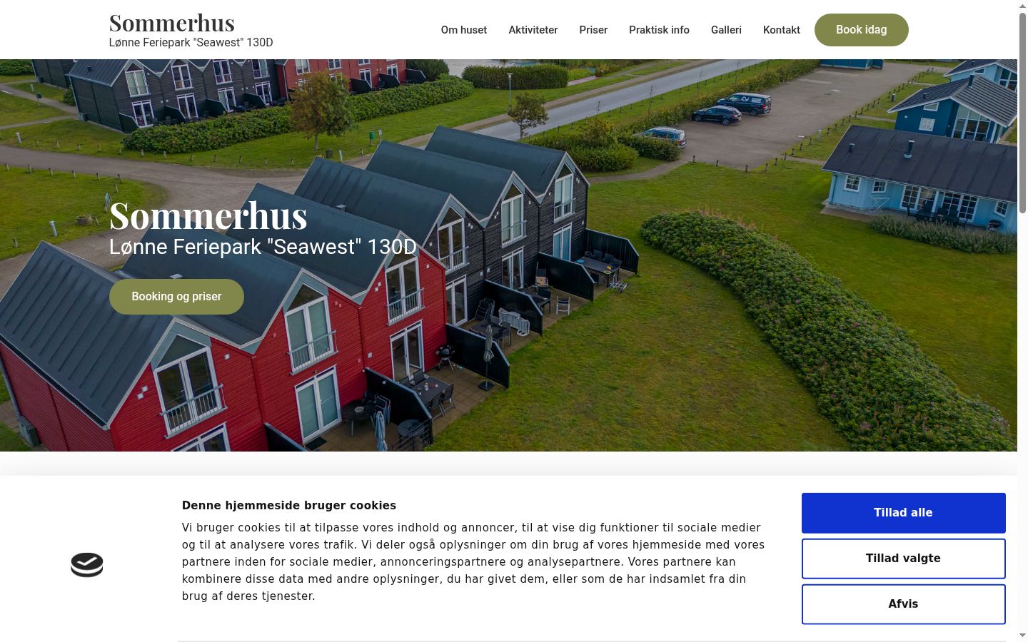 Skærmbillede af samtykkebanneret, som det blev vist før nogen interaktion