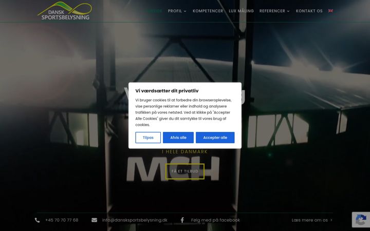Screenshot of dansksportsbelysning.dk