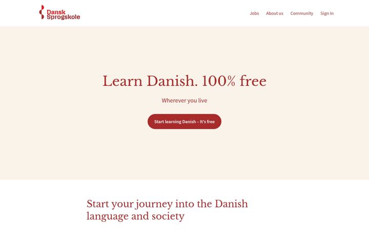 Screenshot of dansksprogskole.dk