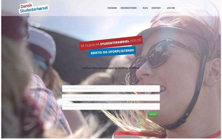 Screenshot of danskstudenterkorsel.dk