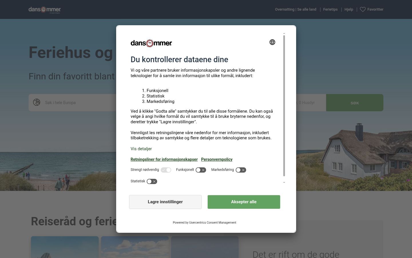 Screenshot of the consent banner shown before any interaction