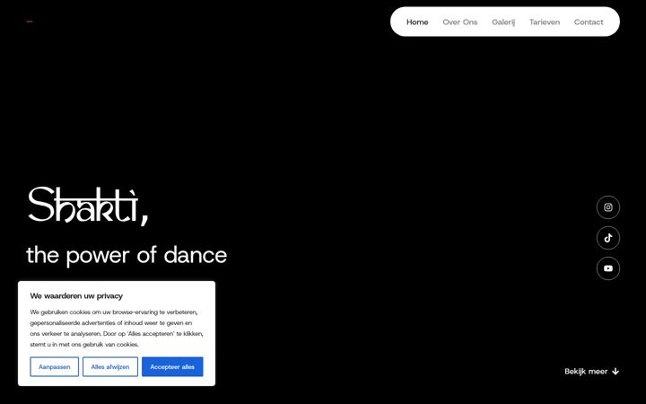 Screenshot of dansschoolshakti.com