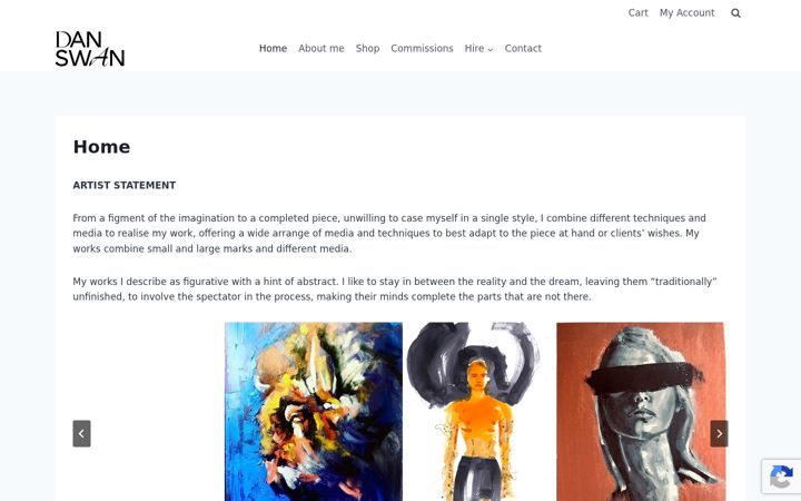 Screenshot of danswanart.com