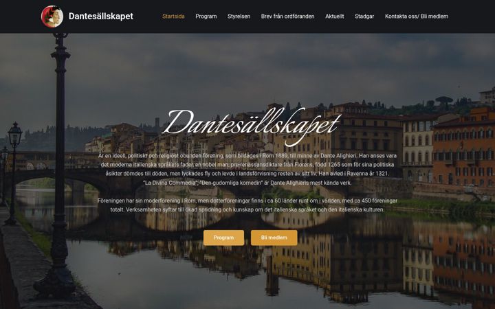 Screenshot of dantesallskapetvasteras.se