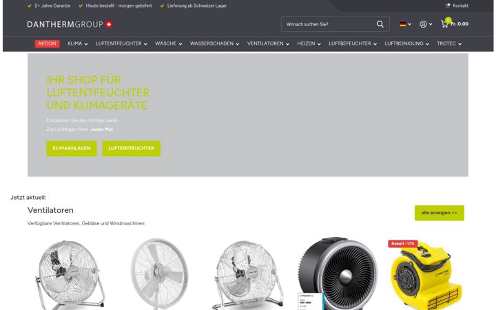 Ekrano kopija dantherm.ch