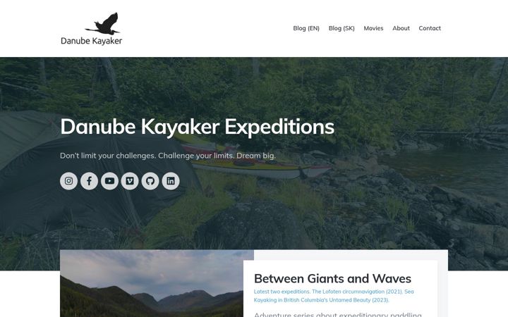 Screenshot of danubekayaker.com