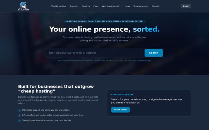Screenshot of danumhost.co.uk