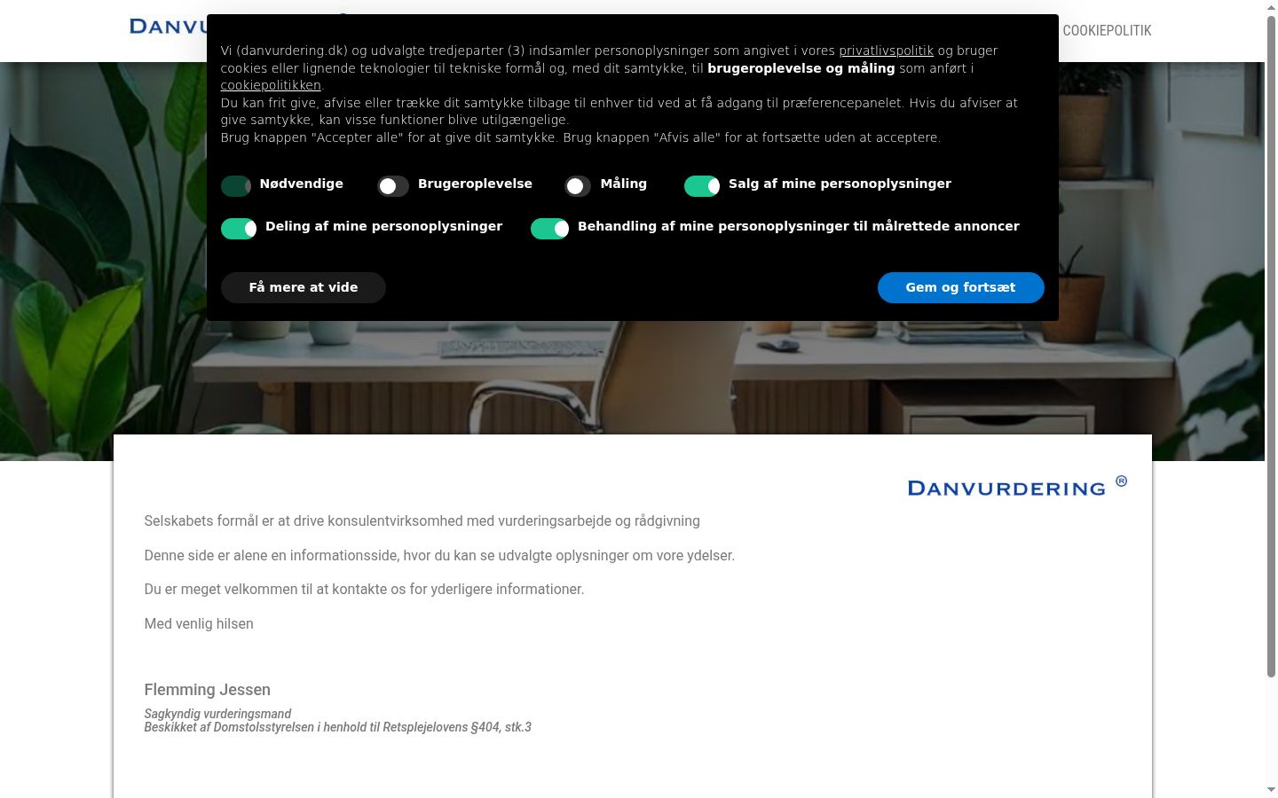 Skärmbild av samtyckesbannern som visades före någon interaktion