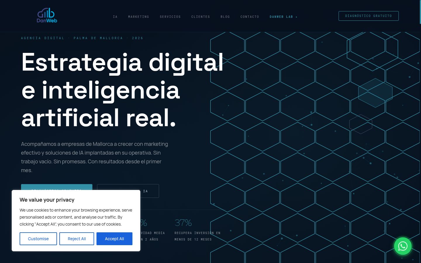Screenshot del banner di consenso mostrato prima di qualsiasi interazione