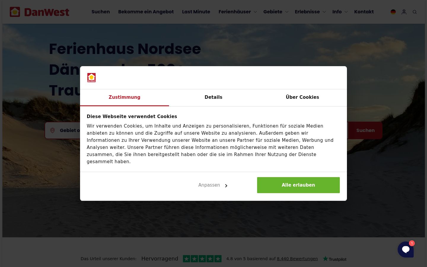 Kuvakaappaus suostumusbannerista, joka näytettiin ennen mitään vuorovaikutusta