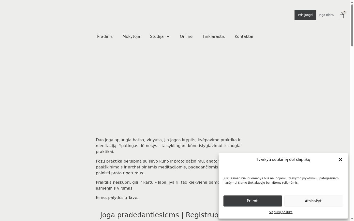 Sutikimo reklamjuostės, rodytos prieš bet kokią sąveiką, ekrano kopija