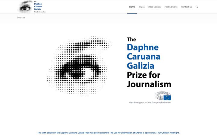 Screenshot of daphnejournalismprize.eu
