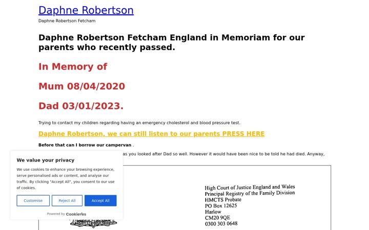 Screenshot of daphnerobertson.com