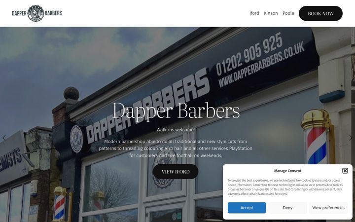 Screenshot of dapperbarbers.co.uk
