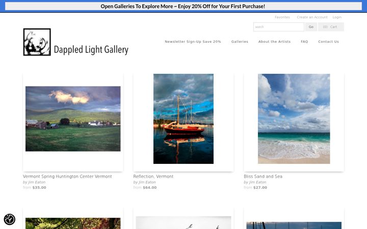 Screenshot of dappledlightgallery.com
