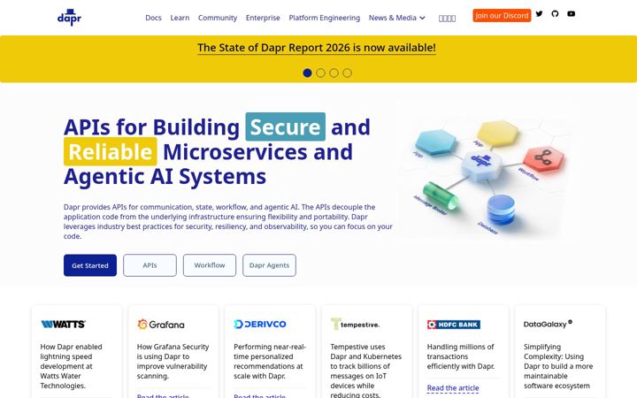 Screenshot of dapr.io