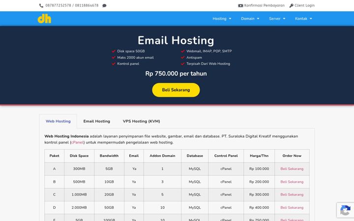 Screenshot of dapurhosting.com