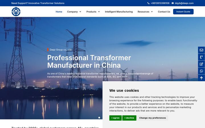 Screenshot of daqotransformers.com