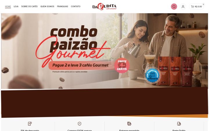 Skjámynd af daquintacafeartesanal.com.br