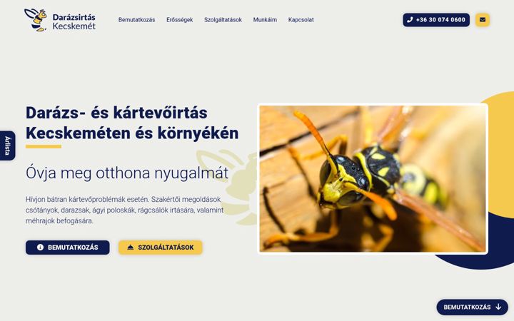 Zrzut ekranu darazsirtaskecskemet.hu