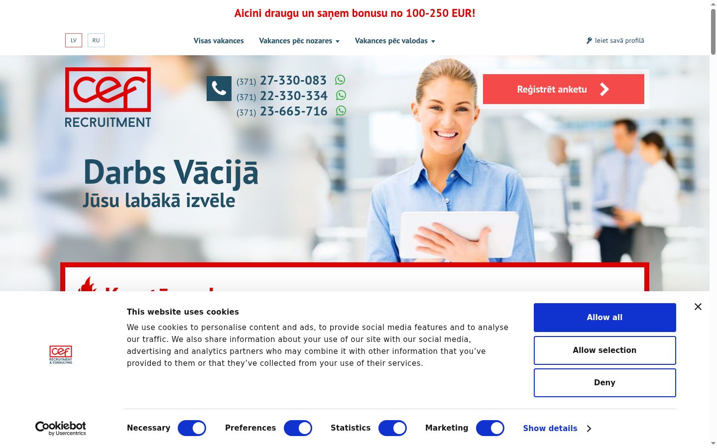 Screenshot van de toestemmingsbanner zoals getoond vóór enige interactie