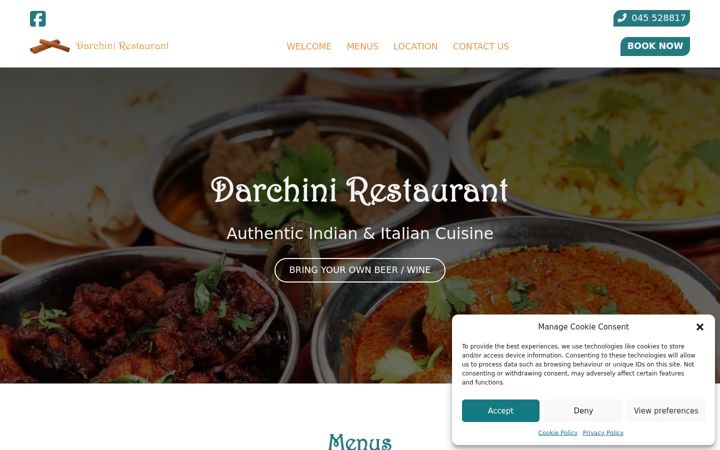 Screenshot of darchinirestaurant.com