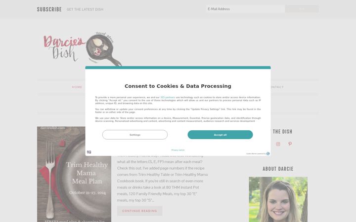 Screenshot of darciesdish.com