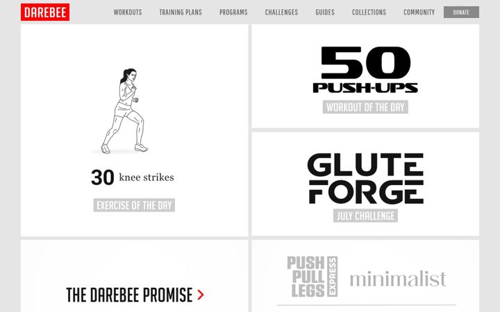 Screenshot του darebee.com