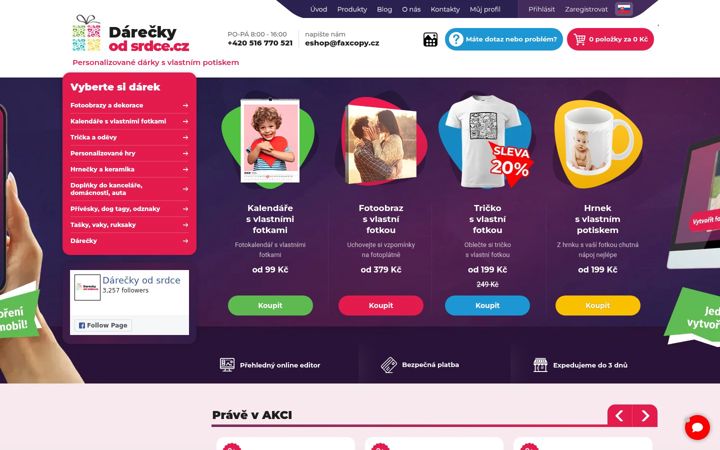 Zrzut ekranu dareckyodsrdce.cz