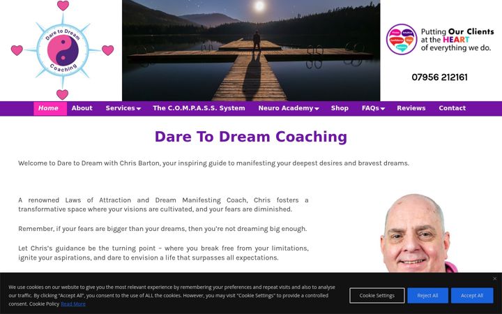 Screenshot of daretodreamcoaching.co.uk