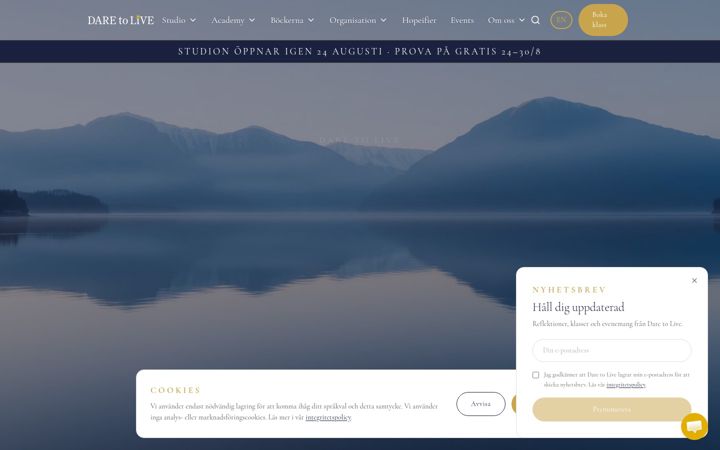 Screenshot of daretolive.se