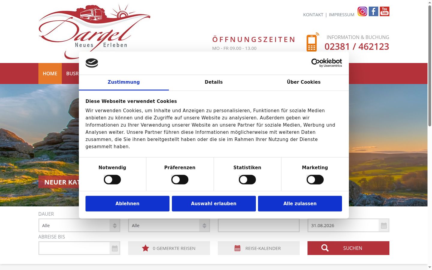 Screenshot of the consent banner shown before any interaction