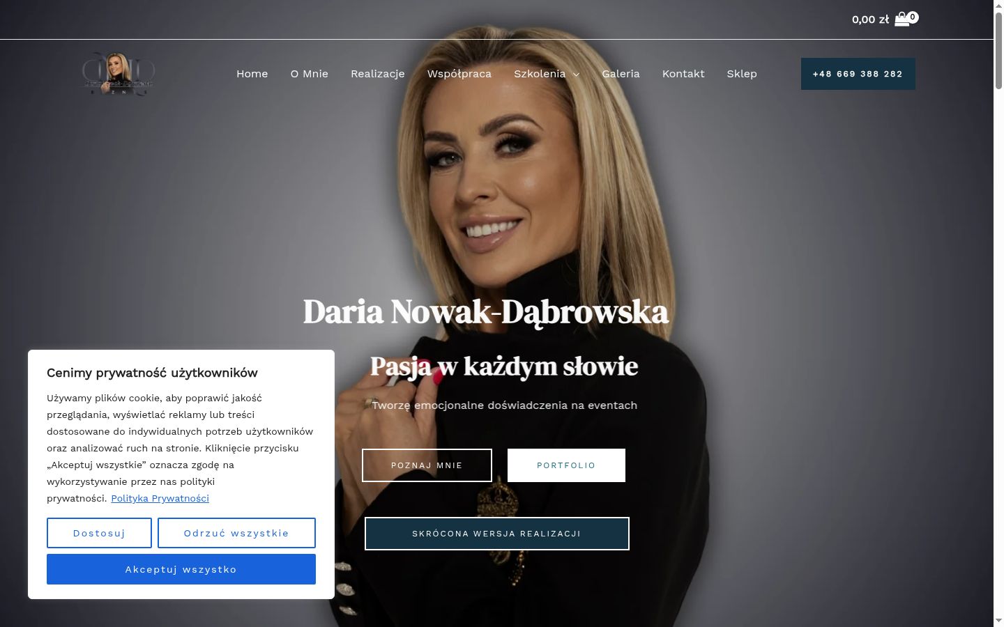 Zrzut ekranu banera zgody wyświetlanego przed jakąkolwiek interakcją