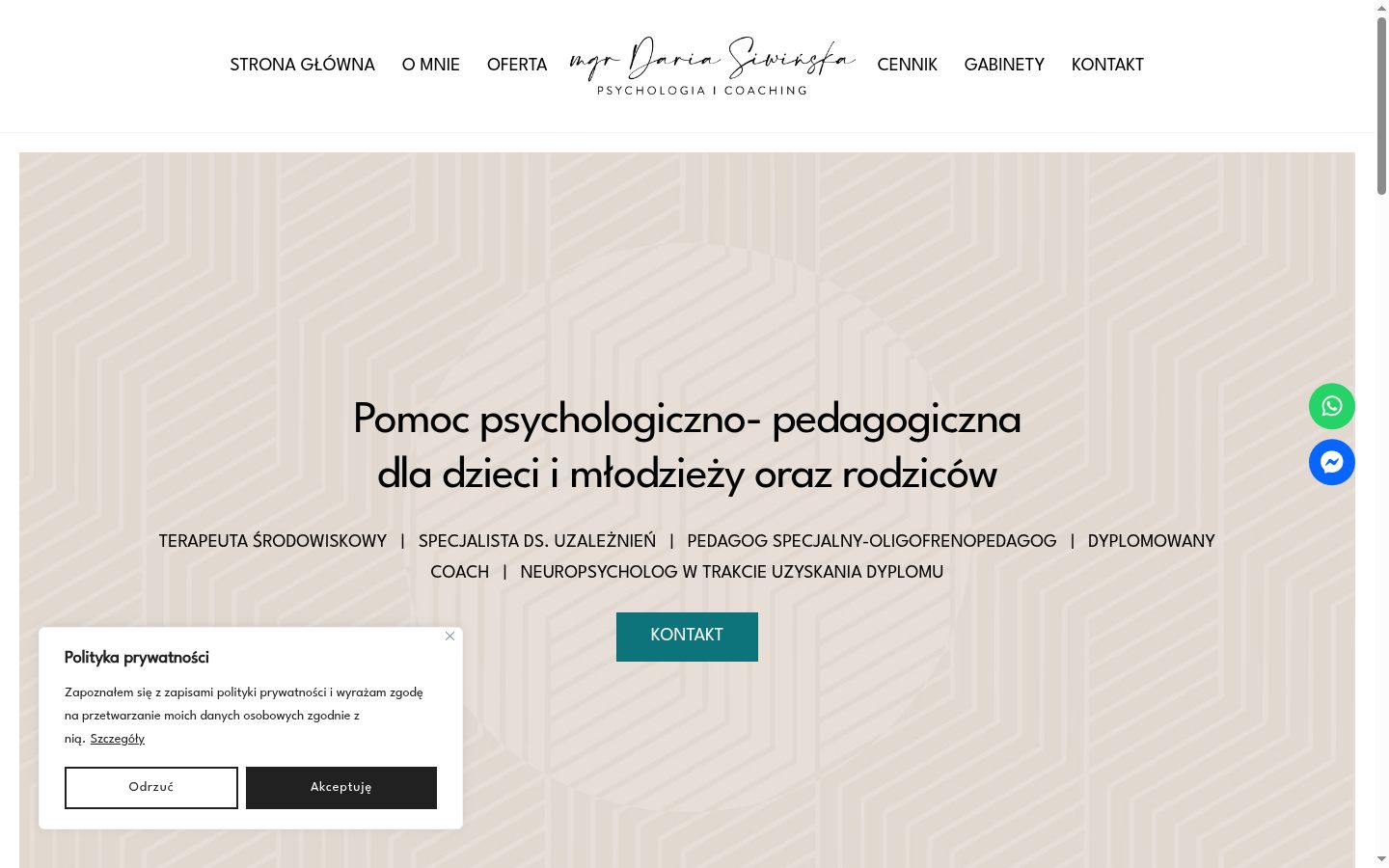 Zrzut ekranu banera zgody wyświetlanego przed jakąkolwiek interakcją