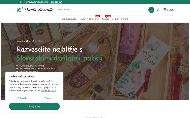 Screenshot von darilaslovenije.si