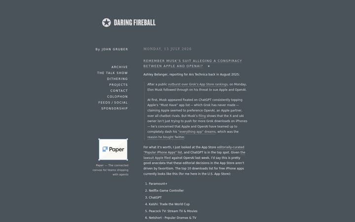 Screenshot του daringfireball.net