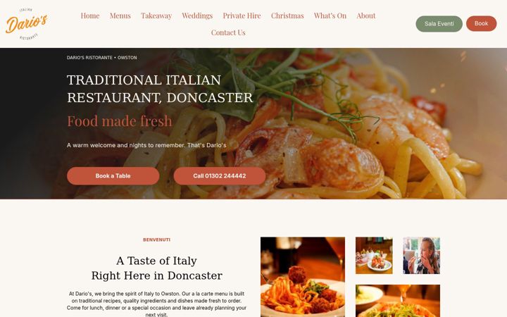 Screenshot of dariosristorante.co.uk