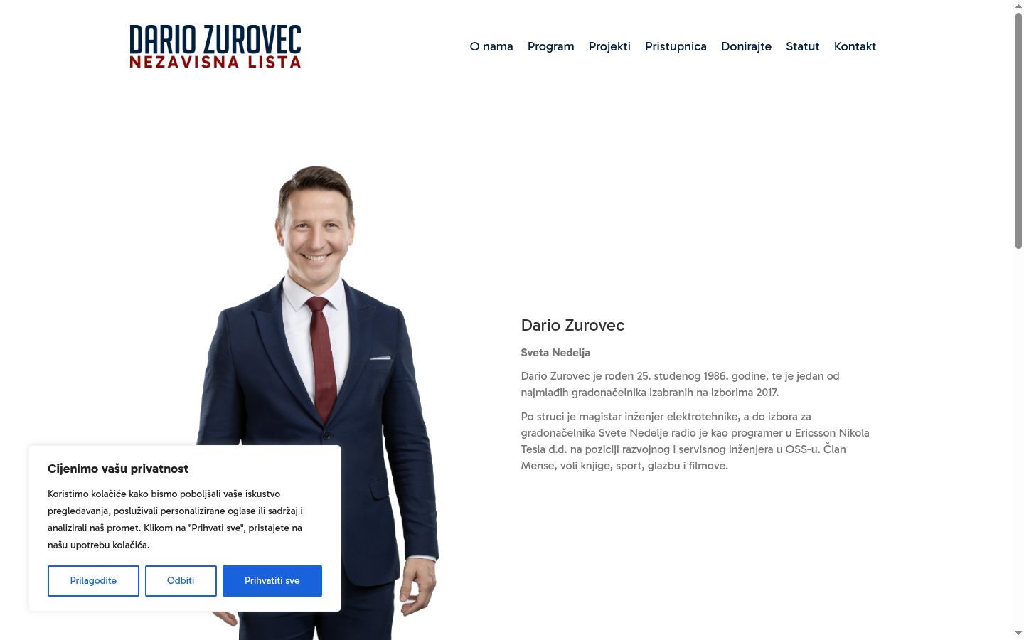 Screenshot del banner di consenso mostrato prima di qualsiasi interazione