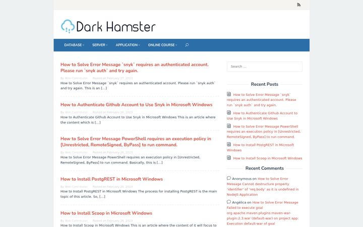 Screenshot of dark-hamster.com