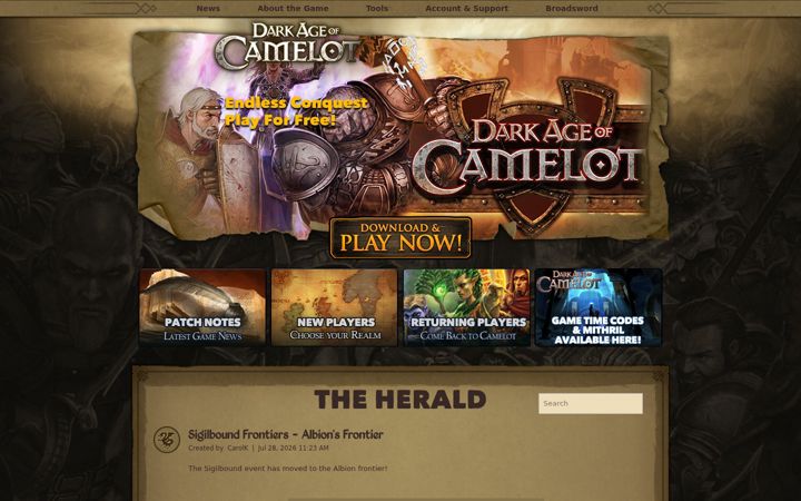 Screenshot of darkageofcamelot.com