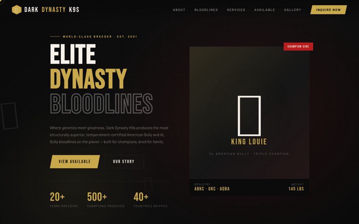 Screenshot of darkdynastyk9s.com