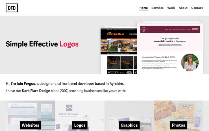 Screenshot of darkflaredesign.co.uk