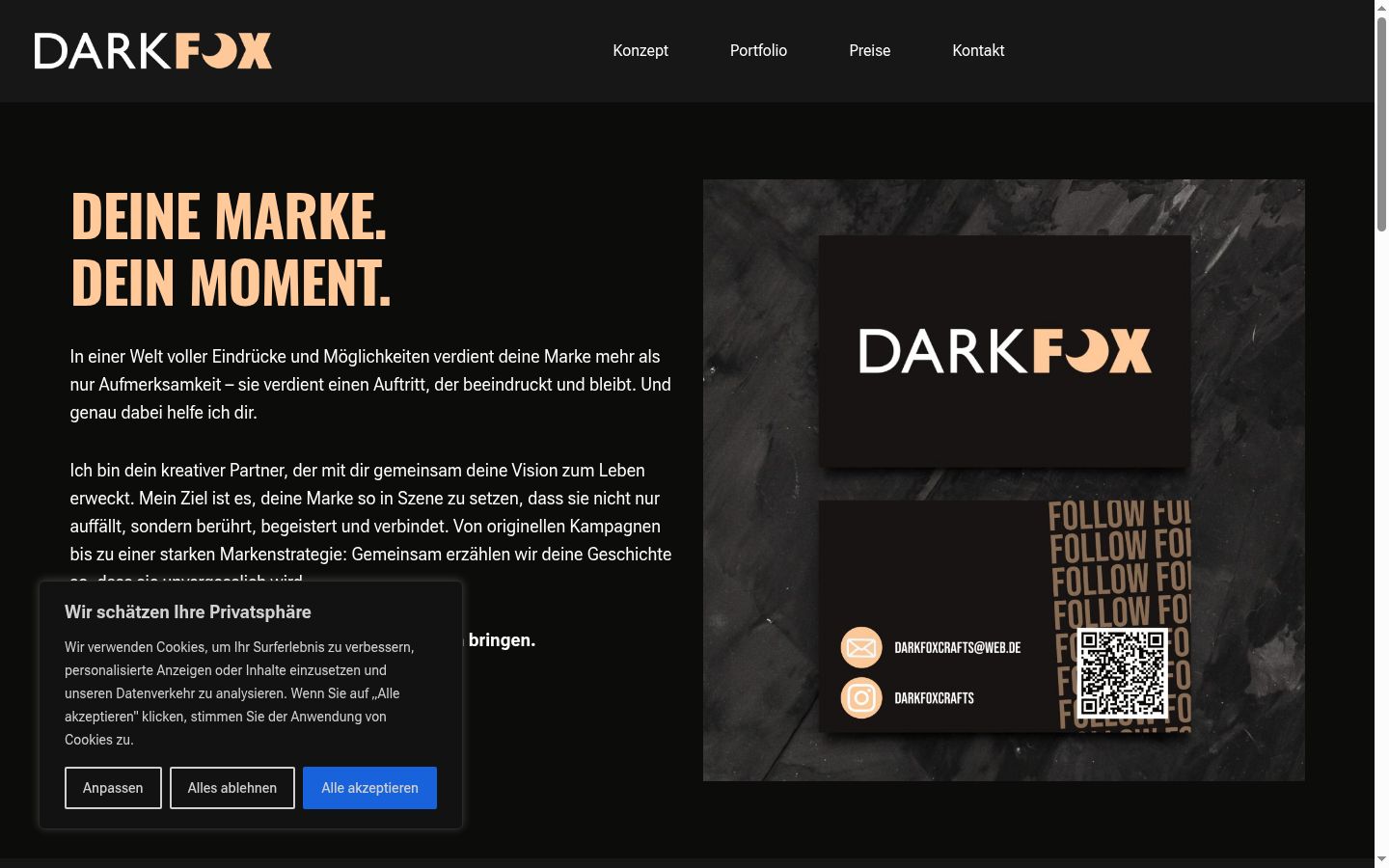 Screenshot des Einwilligungsbanners vor jeglicher Interaktion
