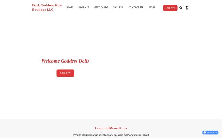 Screenshot of darkgoddesshairboutique.com