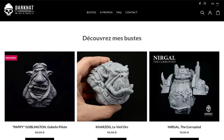 Screenshot of darkhatminiatures.com